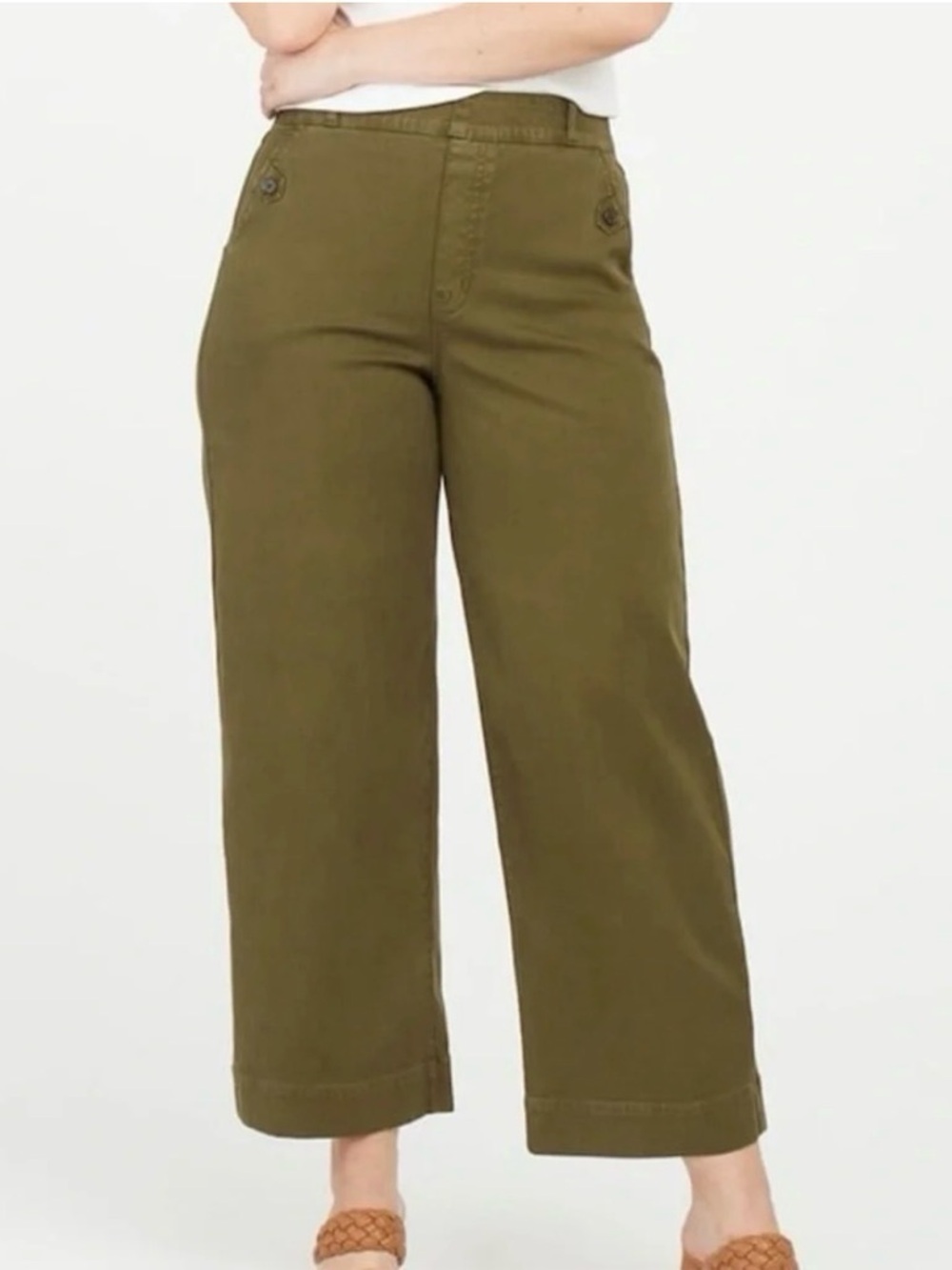 SPANX Olive Chino Cropped Pants